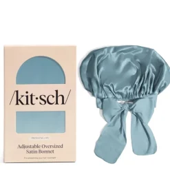 Hot KITSCH Adjustable Oversized Satin Bonnet Haze BlueCharcoalAura