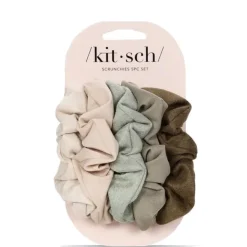 Online KITSCH Assorted Texture Scrunchie Set TerracottaEucalyptus