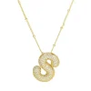 Discount Savvy Bling Balloon Bubble CZ Initial Necklace ABCDEFGHIJKLMNOPRSTVWY