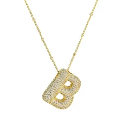 Discount Savvy Bling Balloon Bubble CZ Initial Necklace ABCDEFGHIJKLMNOPRSTVWY