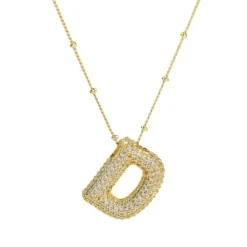 Discount Savvy Bling Balloon Bubble CZ Initial Necklace ABCDEFGHIJKLMNOPRSTVWY