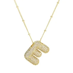 Discount Savvy Bling Balloon Bubble CZ Initial Necklace ABCDEFGHIJKLMNOPRSTVWY