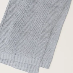 Sale Barefoot Dreams Bamboo CozyChic® Herringbone Blanket Silver SkyStoneCream