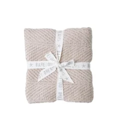 Sale Barefoot Dreams Bamboo CozyChic® Herringbone Blanket Silver SkyStoneCream