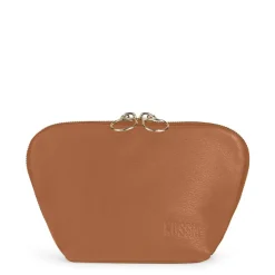 Clearance Kusshi Camel Leather Makeup Bag