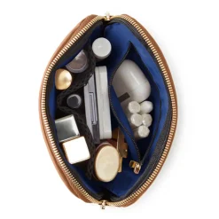 Clearance Kusshi Camel Leather Makeup Bag