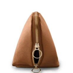 Clearance Kusshi Camel Leather Makeup Bag