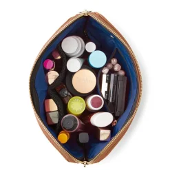 Clearance Kusshi Camel Leather Makeup Bag