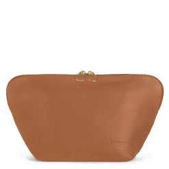 Clearance Kusshi Camel Leather Makeup Bag
