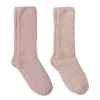 Hot Barefoot Dreams CozyChic 2 Pair Sock Set Dusty RoseStonePewter