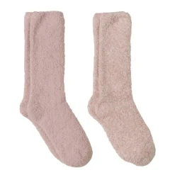 Hot Barefoot Dreams CozyChic 2 Pair Sock Set Dusty RoseStonePewter