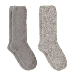 Hot Barefoot Dreams CozyChic 2 Pair Sock Set Dusty RoseStonePewter