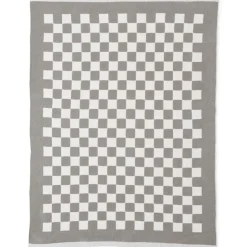 Sale Barefoot Dreams CozyChic Cotton Checkered Throw GrayEucalyptusFauna