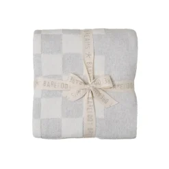 Sale Barefoot Dreams CozyChic Cotton Checkered Throw GrayEucalyptusFauna