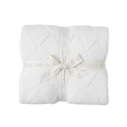Clearance Barefoot Dreams CozyChic Diamond Weave Blanket CreamOysterCarbon