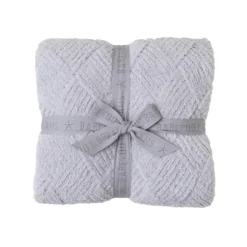 Clearance Barefoot Dreams CozyChic Diamond Weave Blanket CreamOysterCarbon
