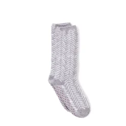 Online Barefoot Dreams CozyChic Herringbone Socks Cream/StonePewter/Cream