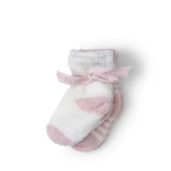 New Barefoot Dreams Cozychic Lite® Baby Heart Sock Set CarbonPink Peonie