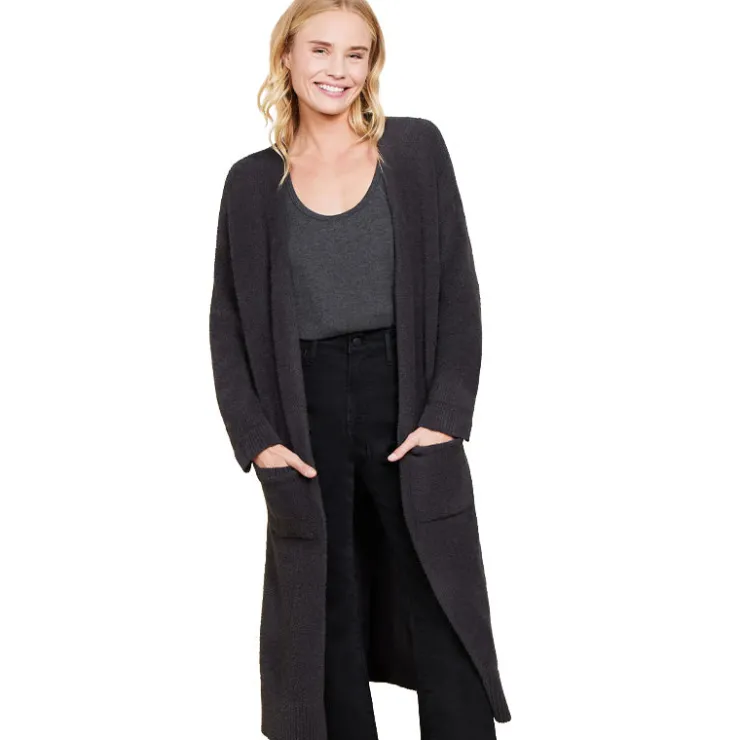 Clearance Barefoot Dreams CozyChic® Luxe High Slit Cardigan PearlCarbon