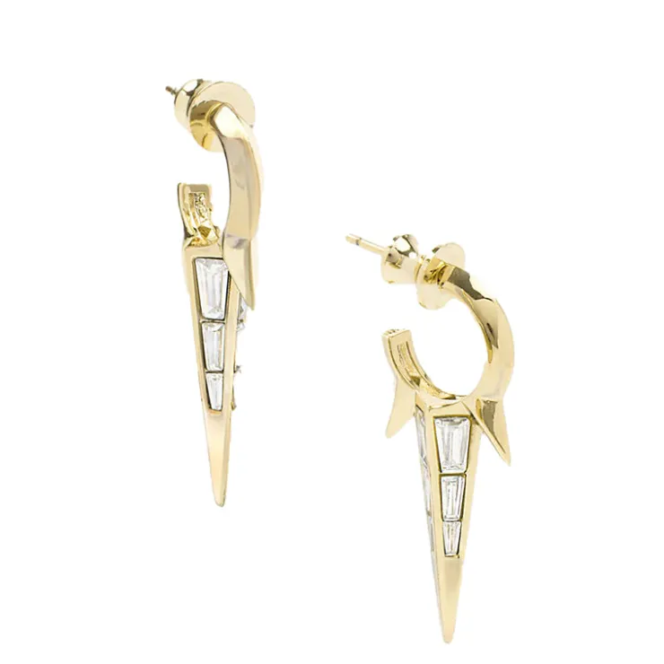 New Melinda Maria Gabriella Baguette Triple Spike Earrings