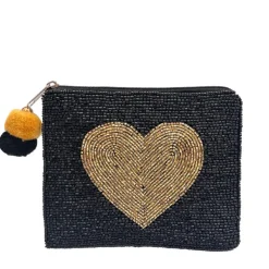 Outlet La Chic Designs Golden Heart Beaded Coin Pouch