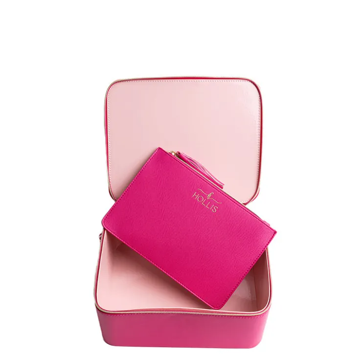 Outlet Hollis Jett Setter Cosmetic Bag BlushNudeLeopardRose GoldHot PinkPixie Pink