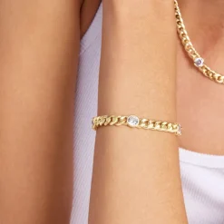 Fashion Melinda Maria Julian Triple Diamond Cuban Chain Bracelet