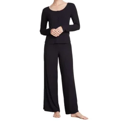 New Barefoot Dreams Malibu Collection Rib Long Sleeve Henley