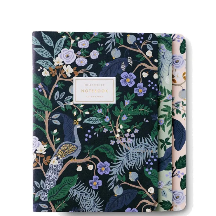 Clearance RIFLE PAPER CO. Peacock Stitched Notebook Set