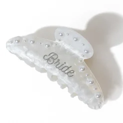 Hot LoveLina Pearl Bridal Party Hair Clip Bride (white)Bridesmaid (pink)