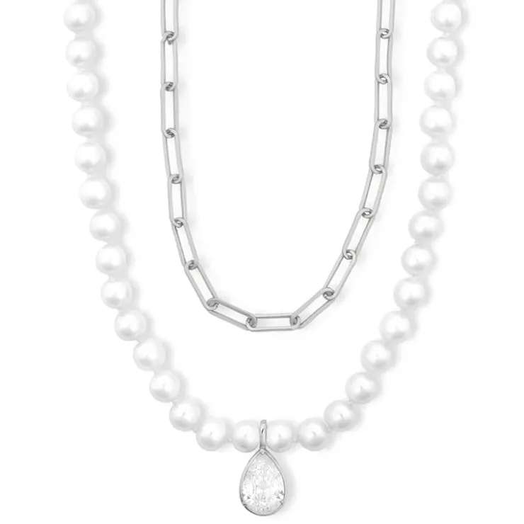 Clearance Melinda Maria Samantha Half Chain Pearl Necklace