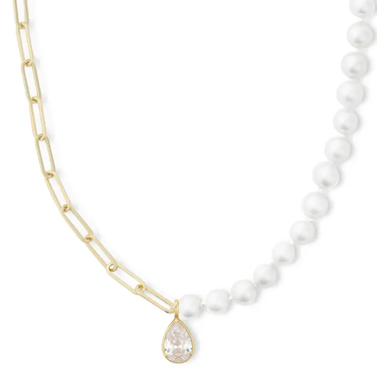 Clearance Melinda Maria Samantha Half Chain Pearl Necklace