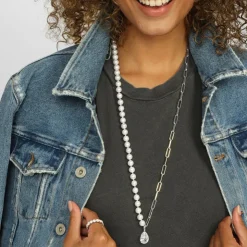 Clearance Melinda Maria Samantha Half Chain Pearl Necklace