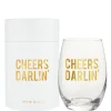 Best Santa Barbara Design Studio Stemless Wine Glass - Cheers Darlin'