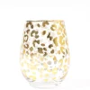 New 8 Oak Lane Stemless Wine Glass - Gold Leopard