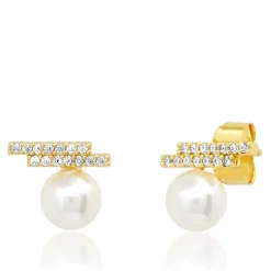 Fashion Tai Rittichai Swarovski Pearl And Cz Modern Stud Earrings