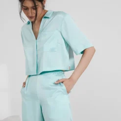 New Lunya Washable Silk High Rise Pant Set - Limited Edition Infinity Blue