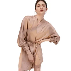 Outlet Lunya Washable Silk Robe - Core Collection Immersed BlackOtium Tan