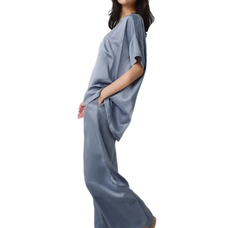 Online Lunya Washable Silk Tee Pant Set - Limited Edition Pastoral Blue