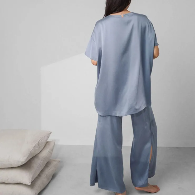 Online Lunya Washable Silk Tee Pant Set - Limited Edition Pastoral Blue